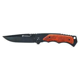 Smith & Wesson Folding Pocket Knife (Black with Wood Overlays)