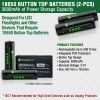 18650 Button Top Batteries With Charger & Storage Case