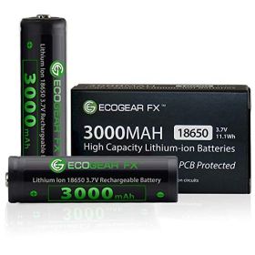 18650 Pcb 3000Mah Lithium-Ion Button-Top Flashlight Batteries [2-Pack]