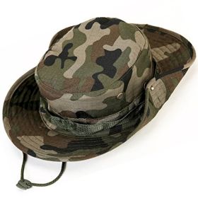 Military Wide Brim Boonie Bucket Hat (Product Color: Army Green|Army Green Camo|Black|Khaki|Light Khaki|Light Khaki Camo|Navy)