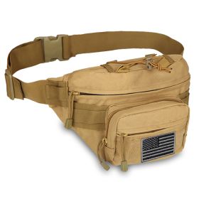 Edc Hunting Tactical Fanny Pack With Usa Flag Patch (Product Color: Tan)