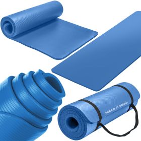 Thick Travel Yoga Mat With Carrying Strap (Product Color: Blue)